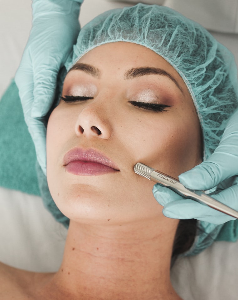Facial treatment in progress